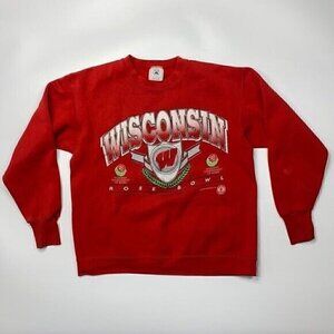 Vintage Delta Wisconsin Badgers 1994 Rose Bowl Red Crew Sweatshirt Size Large